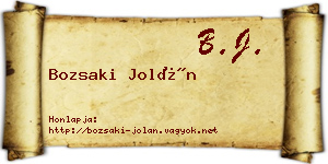 Bozsaki Jolán névjegykártya