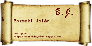 Bozsaki Jolán névjegykártya
